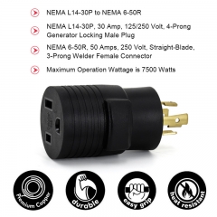 Lifesmells NEMA L14-30P to 6-50R 240V 30 Amp Welder Welding Dryer RV EV Charger Compact Power Cord Adapter Adaptor Connector Connecter